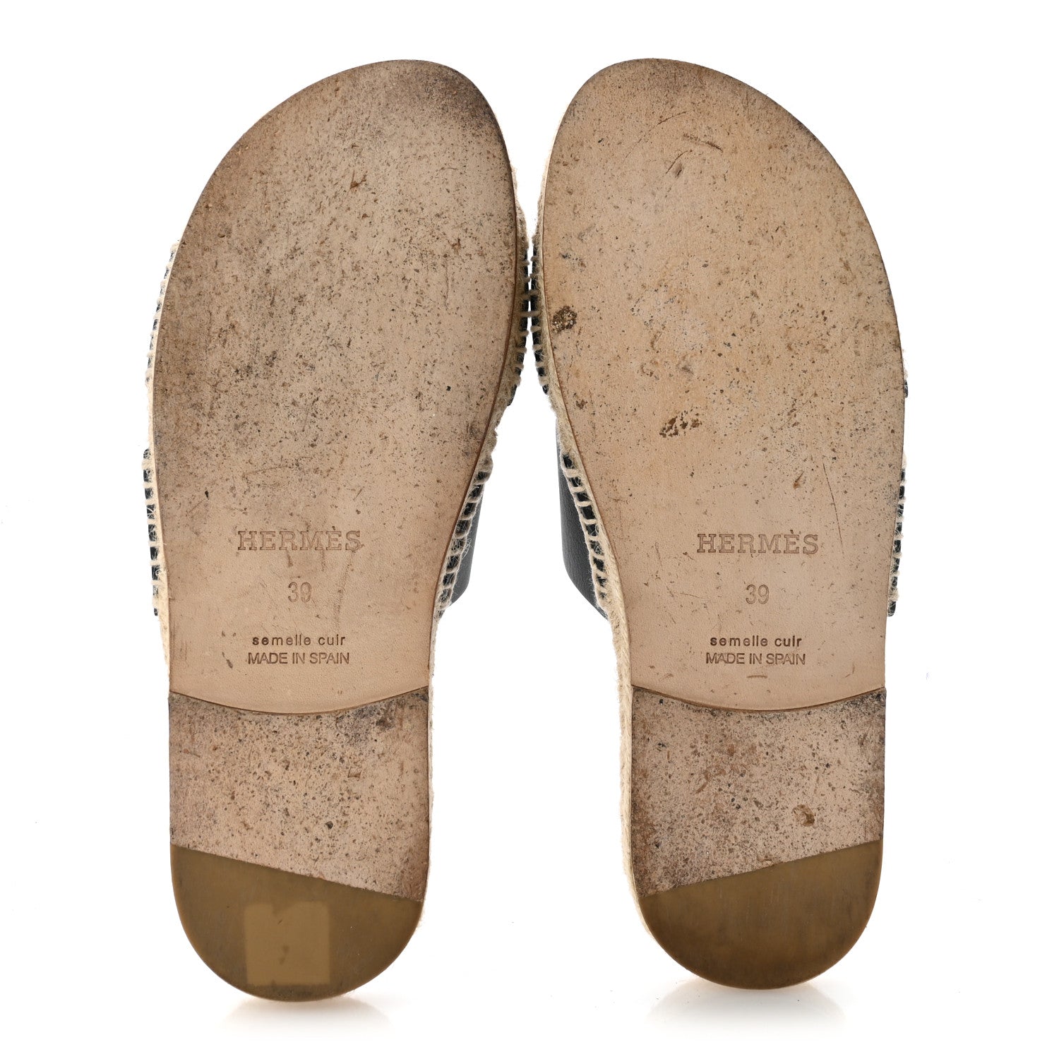 Hermes Calfskin Mens Antigua Espadrille Sandals 39 Black 6 of 11