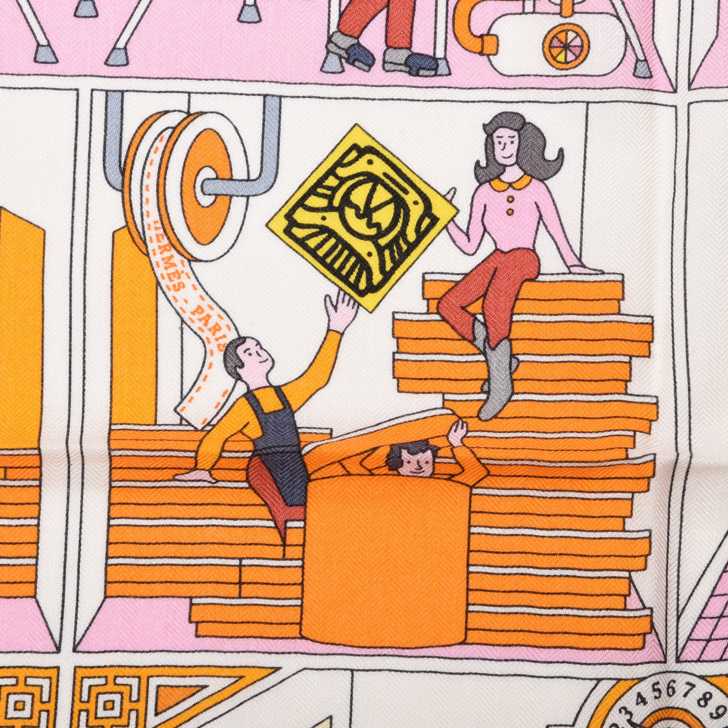 Hermes Cashmere Silk La Maison des Carres Shawl 140 Orange Rose Soleil 3 of 6