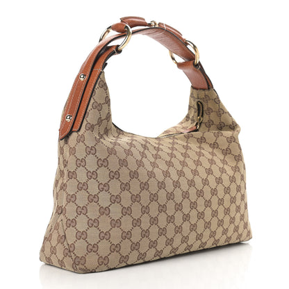 Gucci Monogram Medium Horsebit Chain Hobo Light Brown 2 of 14