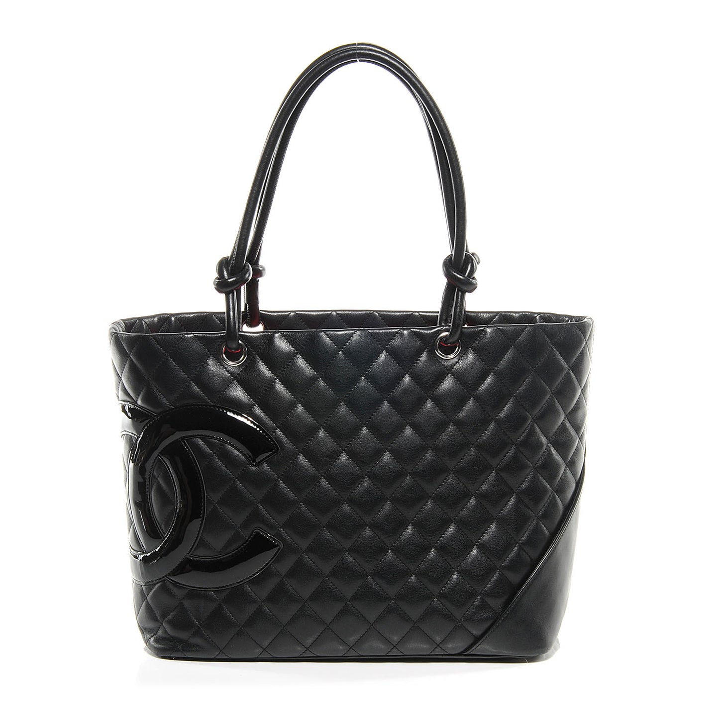 Calfskin Quilted Large Cambon Tote Black