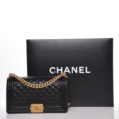 Chanel Lambskin Quilted Medium Boy Flap Black 11 of 11