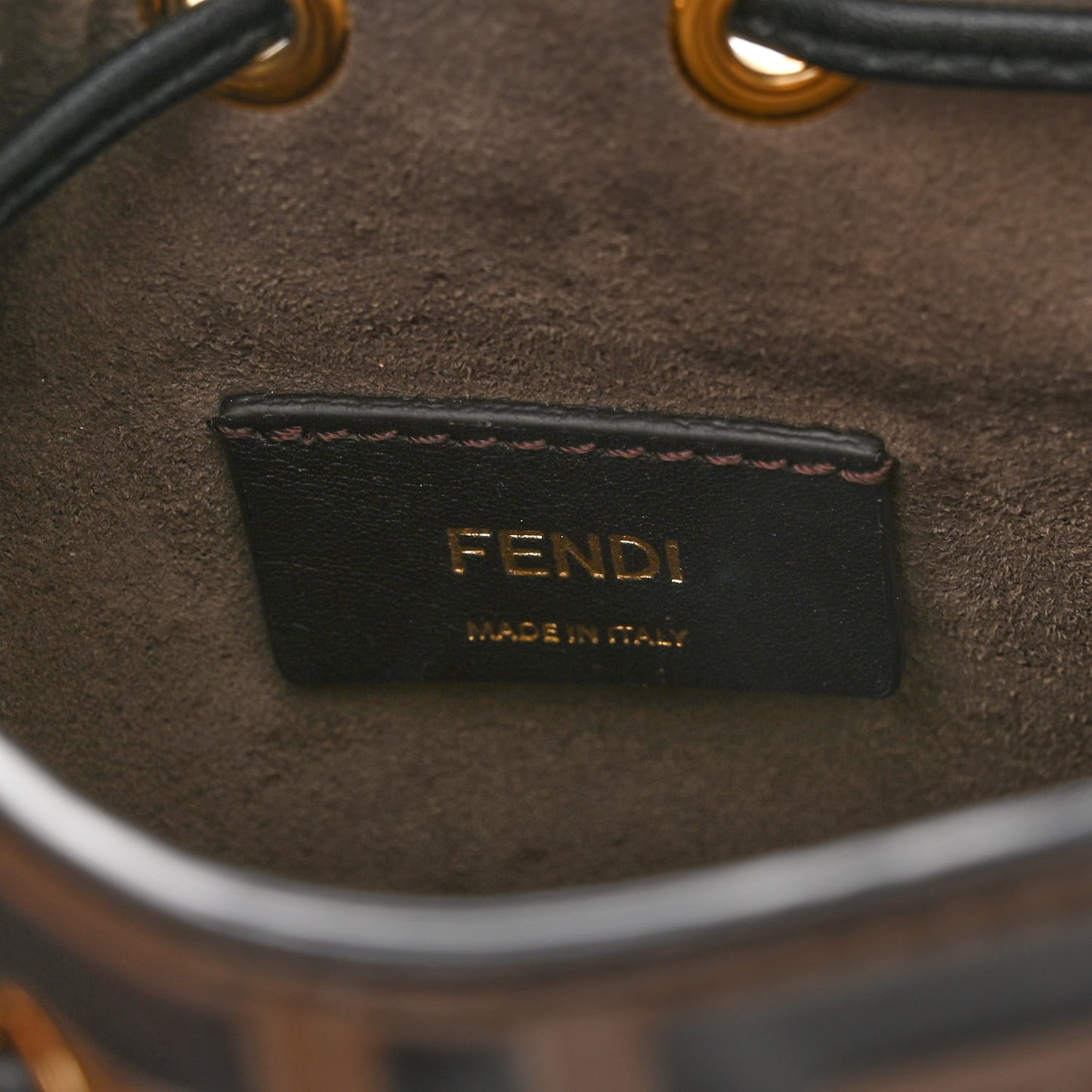 Vitello Liberty F is Fendi Bi-Color FF 1974 Embossed Mini Mon Tresor Bucket Bag Maya Black