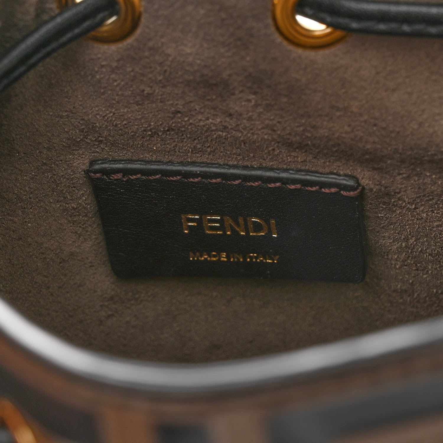 Fendi Vitello Liberty F is Fendi Bi-Color FF 1974 Embossed Mini Mon Tresor Bucket Bag Maya Black 7 of 11