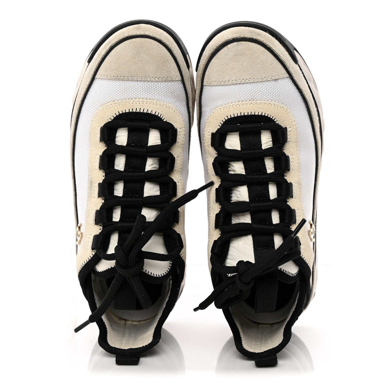Chanel Velvet Calfskin Mixed Fibers CC Sneakers 36 Ivory Black 6 of 16