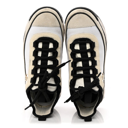 Chanel Velvet Calfskin Mixed Fibers CC Sneakers 36 Ivory Black 6 of 16