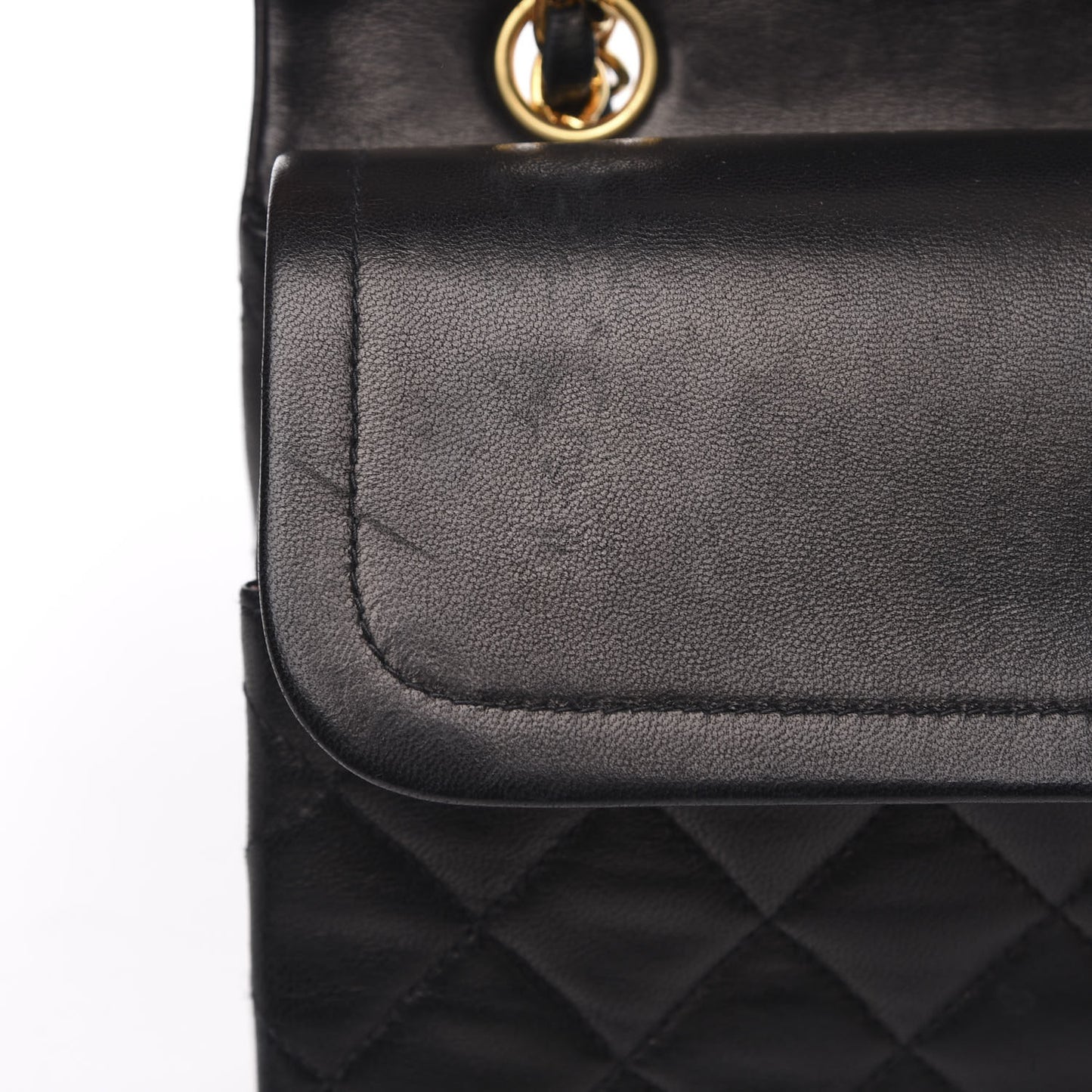 Lambskin Quilted Medium Double Flap Black