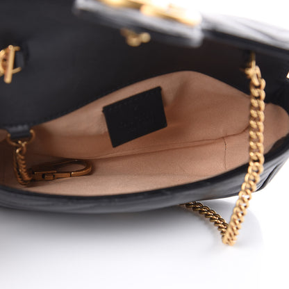 Gucci Calfskin Matelasse Super Mini GG Marmont Shoulder Bag Black 5 of 11