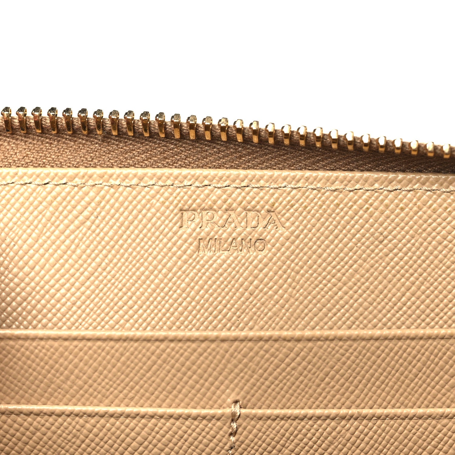 Prada Saffiano Metal Zip Around Wallet Sabbia 6 of 7