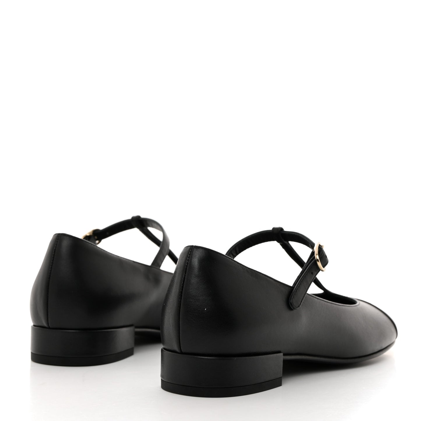 Calfskin Cap Toe T Strap CC Flats 37 Black