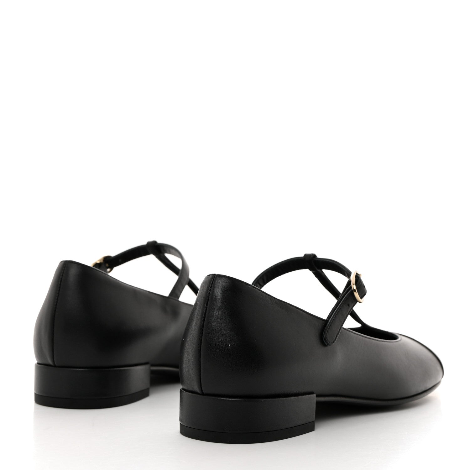 Chanel Calfskin Cap Toe T Strap CC Flats 37 Black 4 of 9