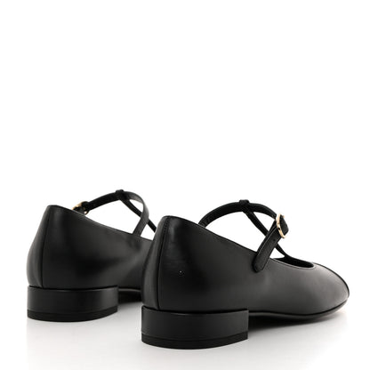 Chanel Calfskin Cap Toe T Strap CC Flats 37 Black 4 of 9