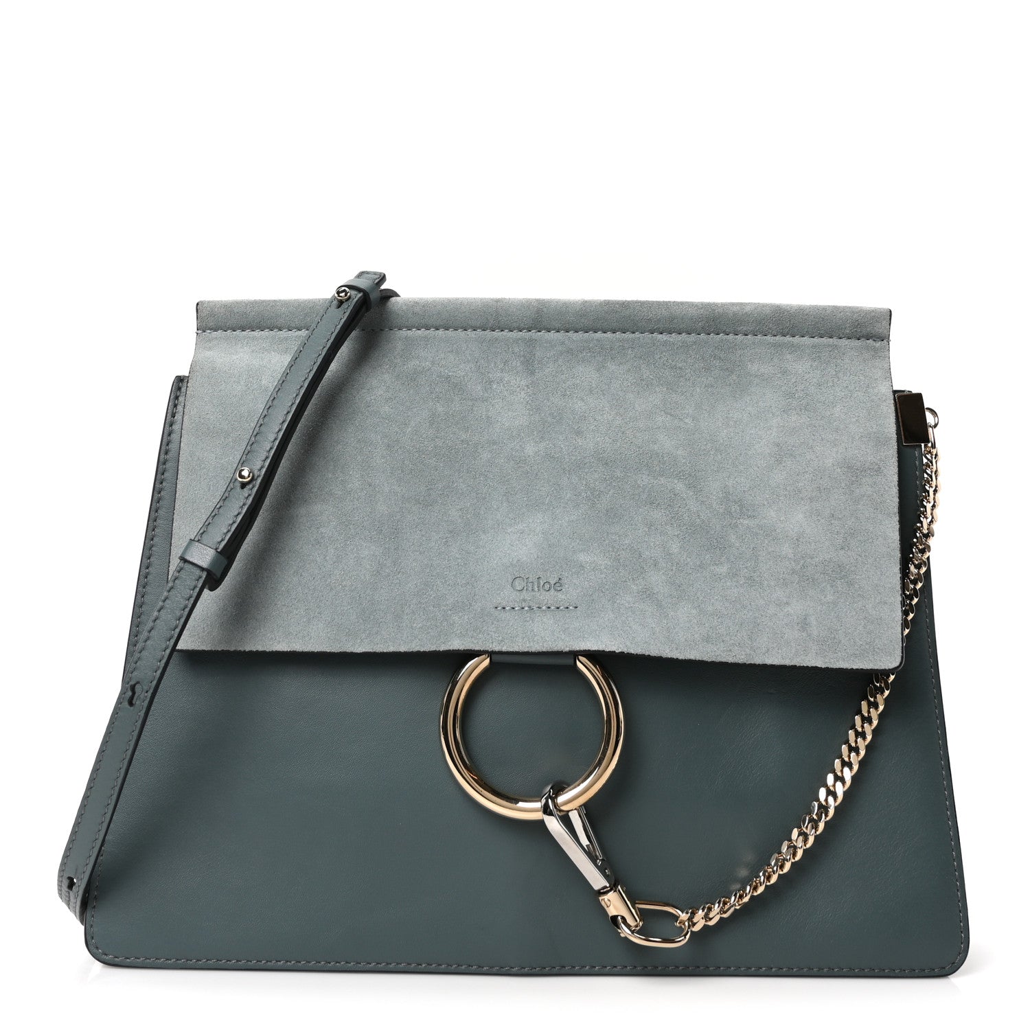 Chloe Suede Calfskin Medium Faye Shoulder Bag Cloudy Blue 1 of 9
