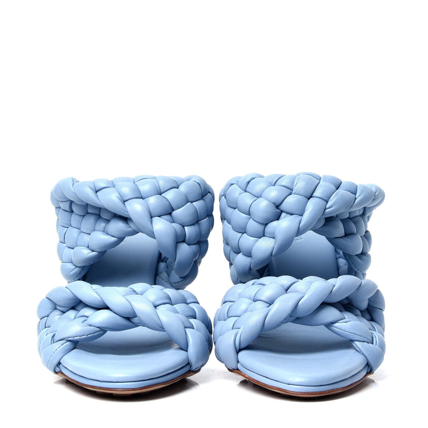 Nappa Twisted Padded Intrecciato Curve Slide Sandals 37.5 Ice