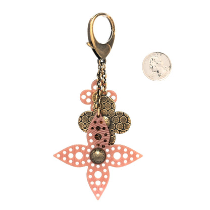 Louis Vuitton Antiqued Brass Resin Rock Flower Bag Charm 3 of 4