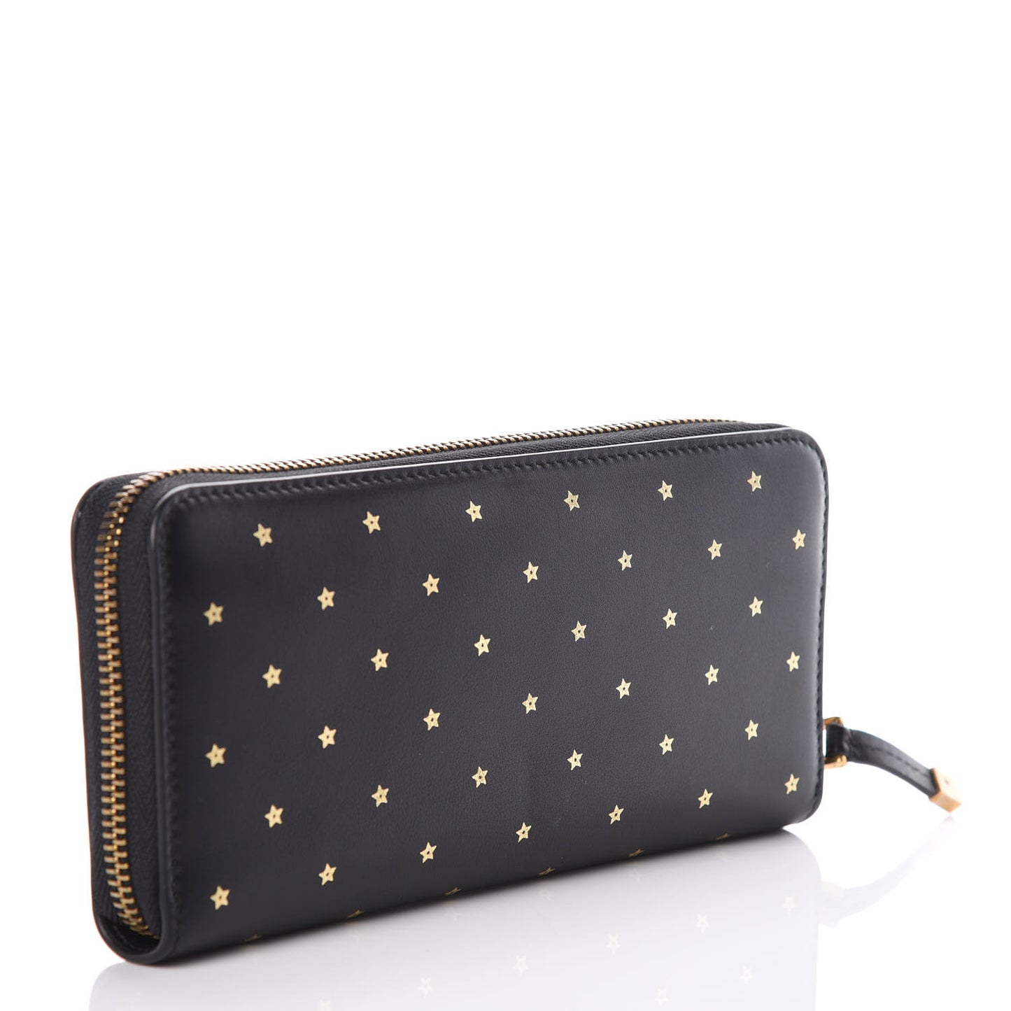 Calfskin Stars Voyageur Zip Around Wallet Black