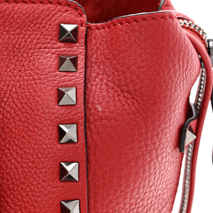 Valentino Garavani Pebbled Calfskin Small Rockstud Double Handle Tote Red 11 of 13