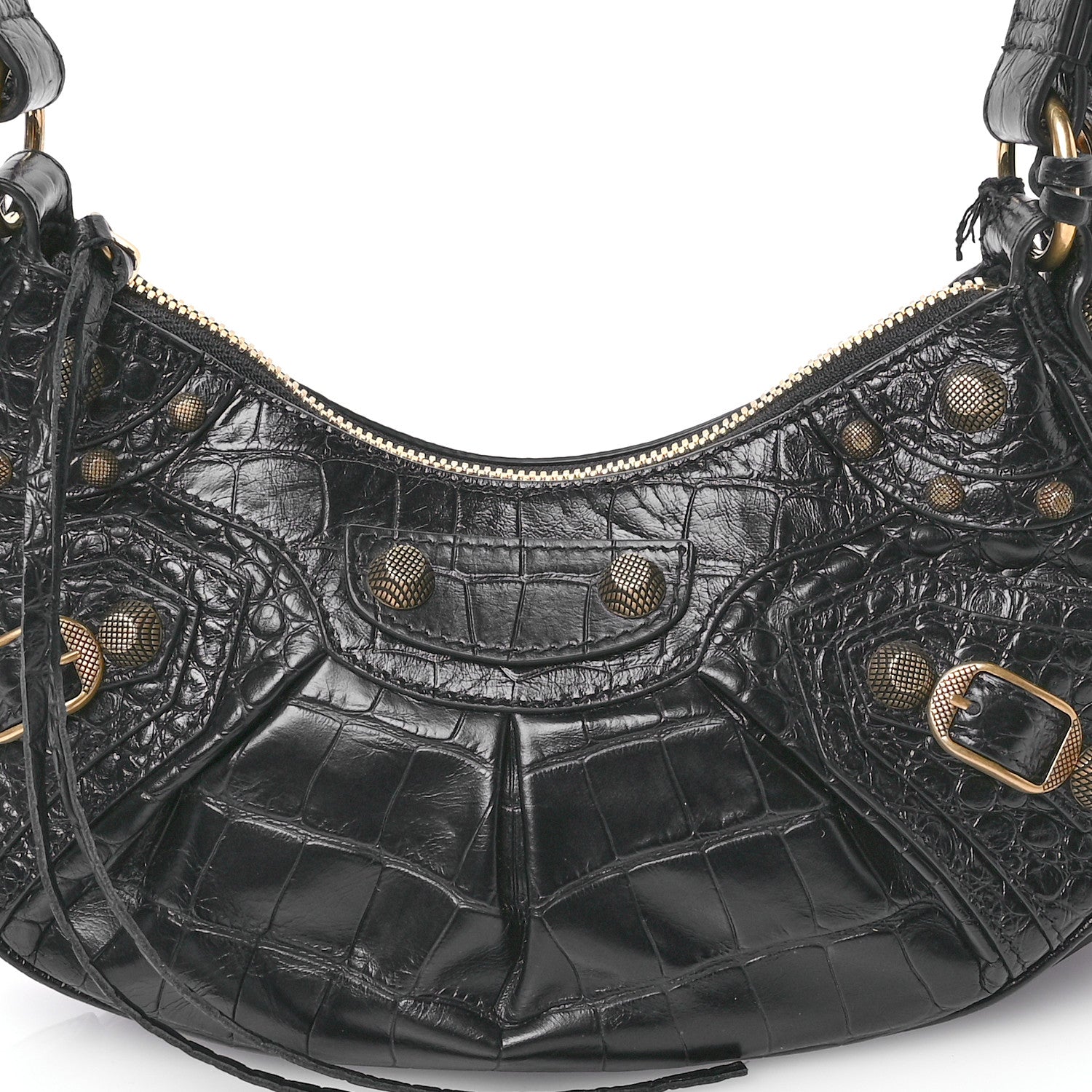 Balenciaga Extra Supple Calfskin Crocodile Embossed Le Cagole Shoulder Bag XS Black 9 of 11