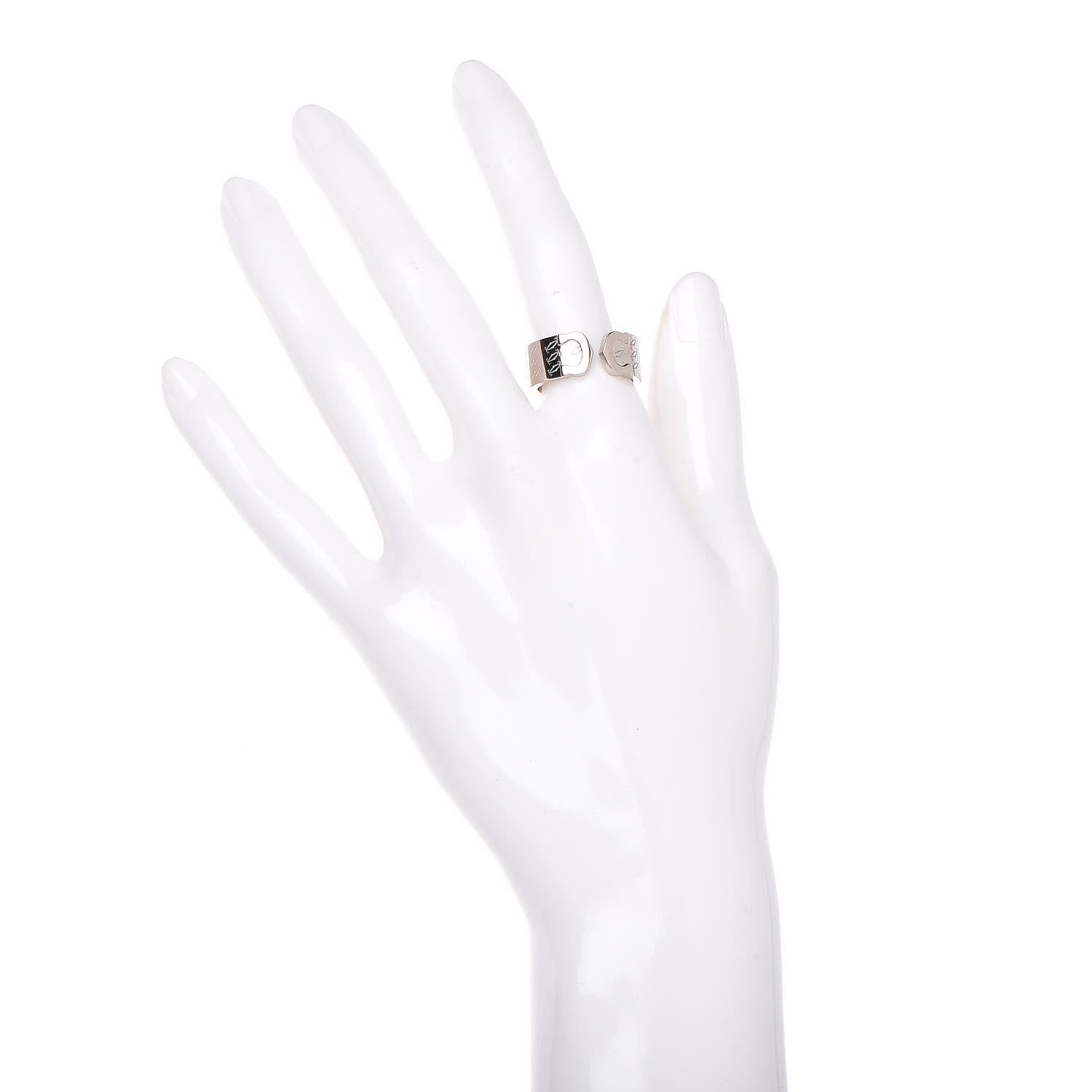 Cartier 18K White Gold C De Christmas Ring 53 6.25 2 of 6