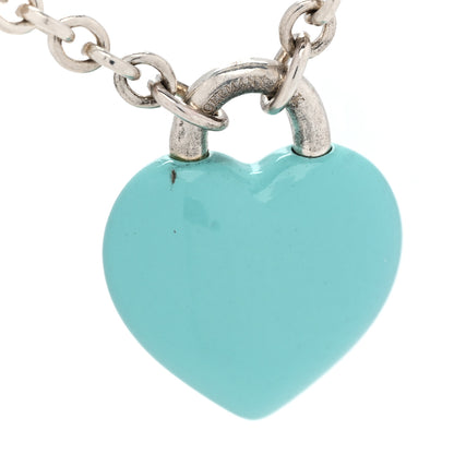 Tiffany Sterling Silver Enamel Return to Tiffany Full Heart Pendant Necklace Blue 5 of 6