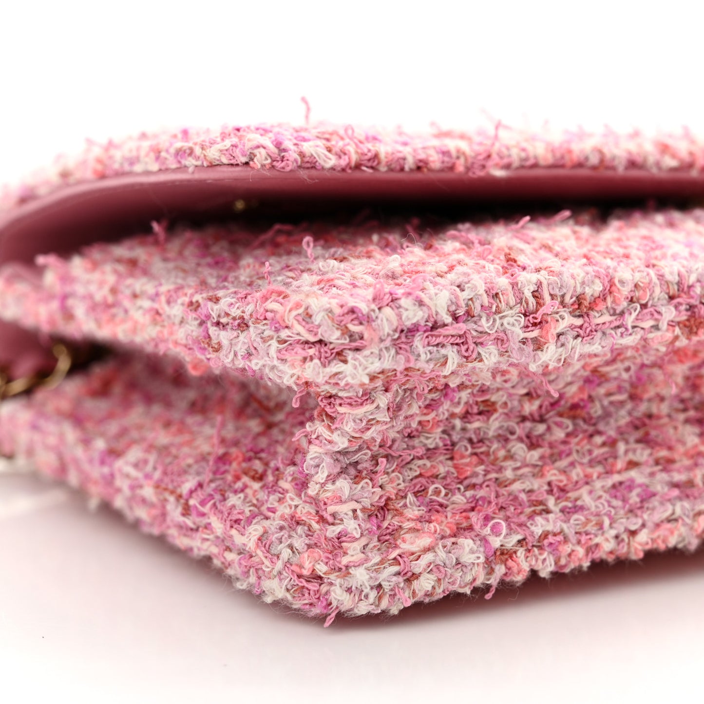 Tweed Quilted Wallet On Chain WOC Pink