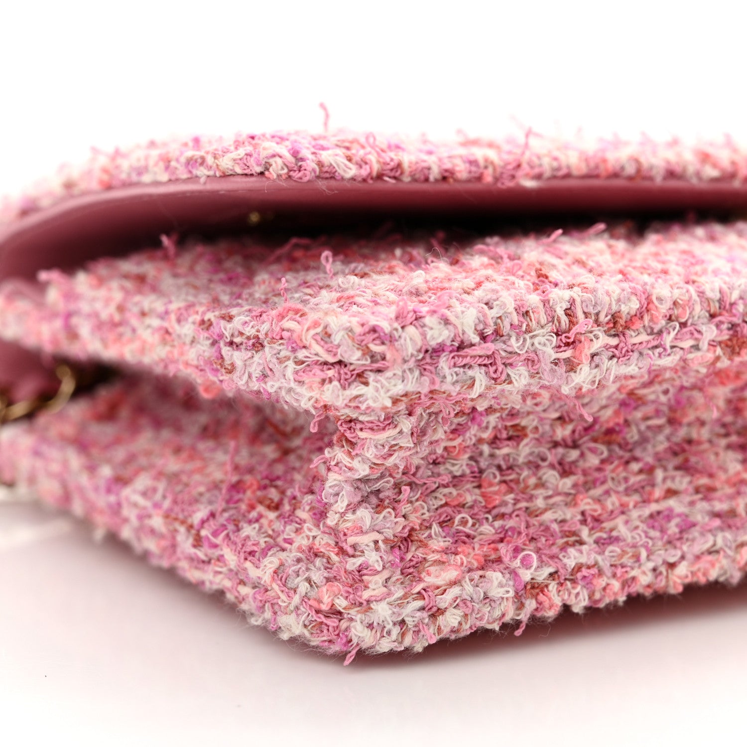 Chanel Tweed Quilted Wallet On Chain WOC Pink 10 of 12