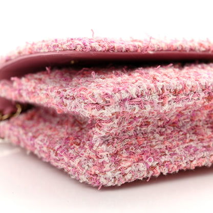 Chanel Tweed Quilted Wallet On Chain WOC Pink 10 of 12