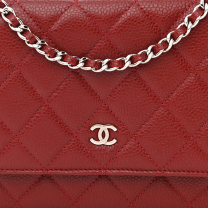 Chanel Caviar Quilted Wallet on Chain WOC Burgundy 8 of 14