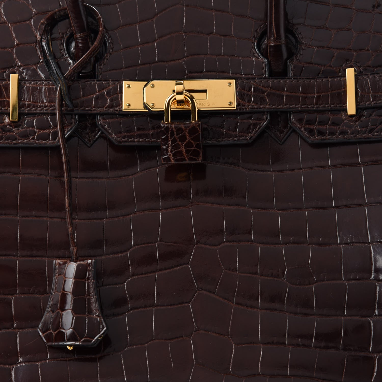 Hermes Shiny Niloticus Crocodile Birkin 30 Havane 11 of 12