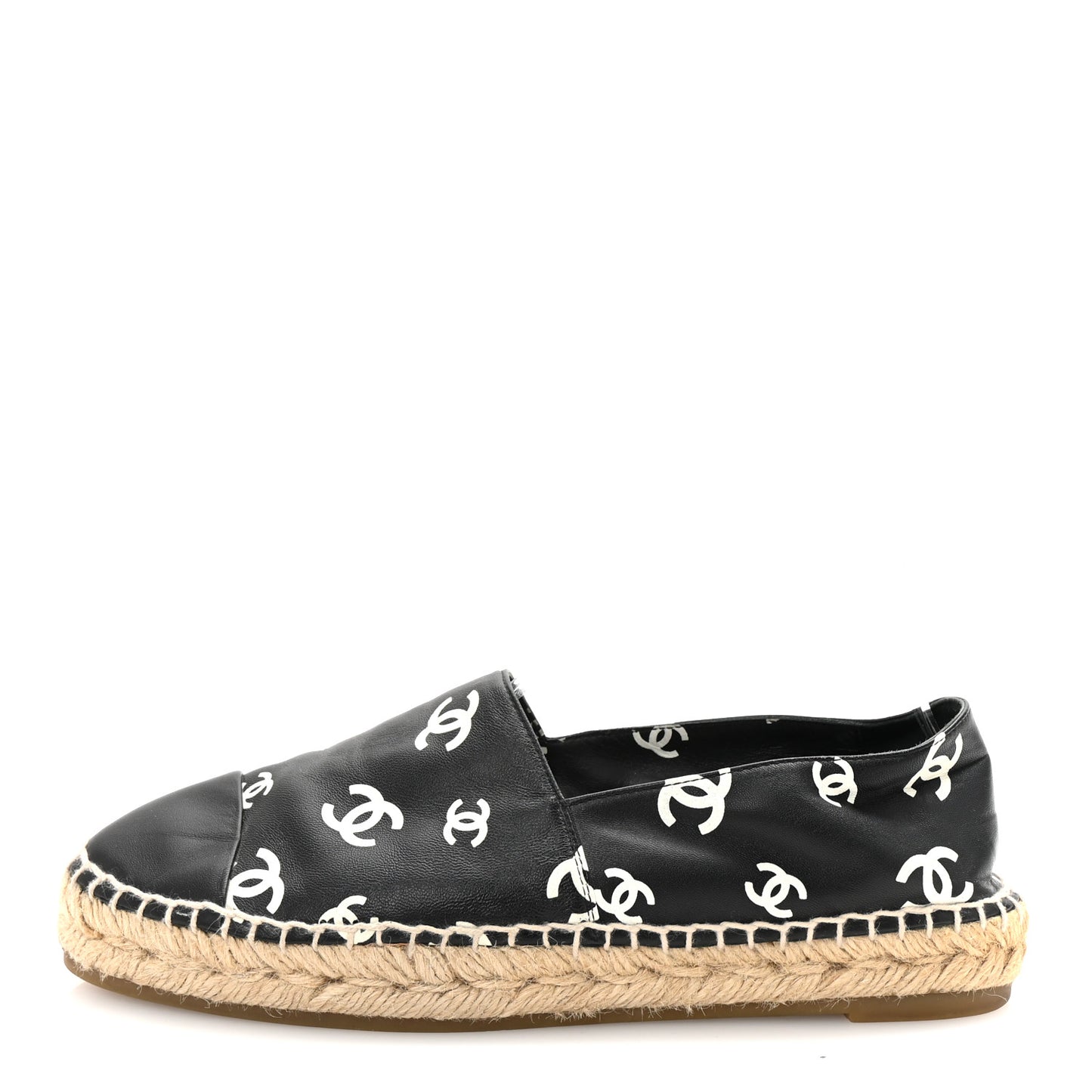 Lambskin Printed CC Espadrilles 38 Black White