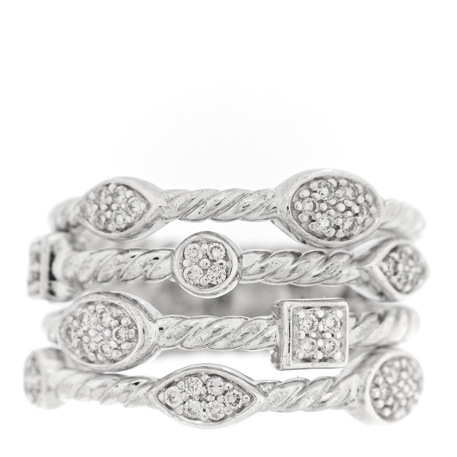 David Yurman Sterling Silver Diamond Confetti 4 Row Ring 50 5.5 1 of 4