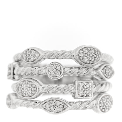 David Yurman Sterling Silver Diamond Confetti 4 Row Ring 50 5.5 1 of 4