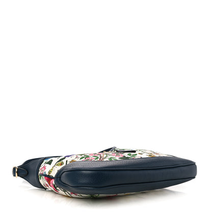 Gucci Canvas Flora Medium Jackie Hobo Blue Agata 4 of 11