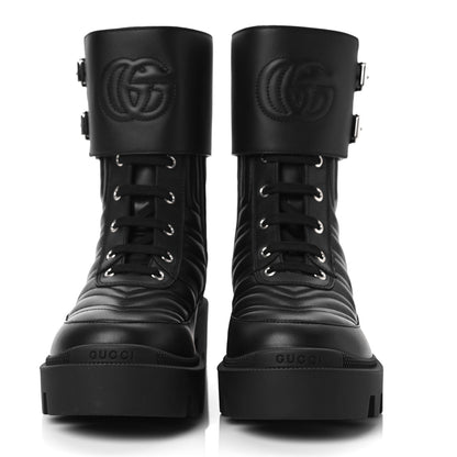 Gucci Nappa Frances GG Matelasse Platform Combat Boots 35.5 Black 2 of 6