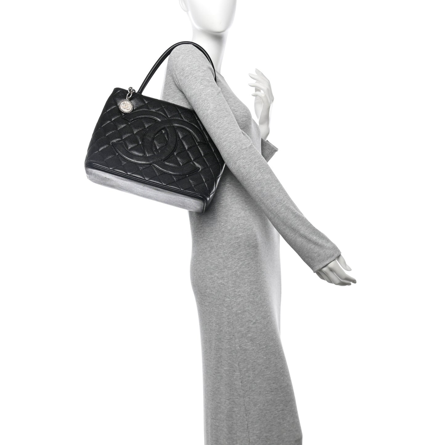 Caviar Quilted Medallion Tote Black