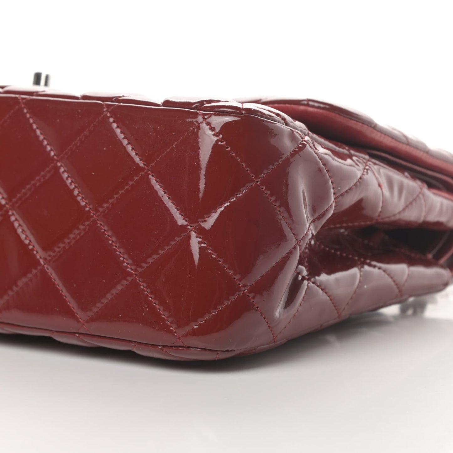 Patent Quilted Jumbo Double Flap Dark Red