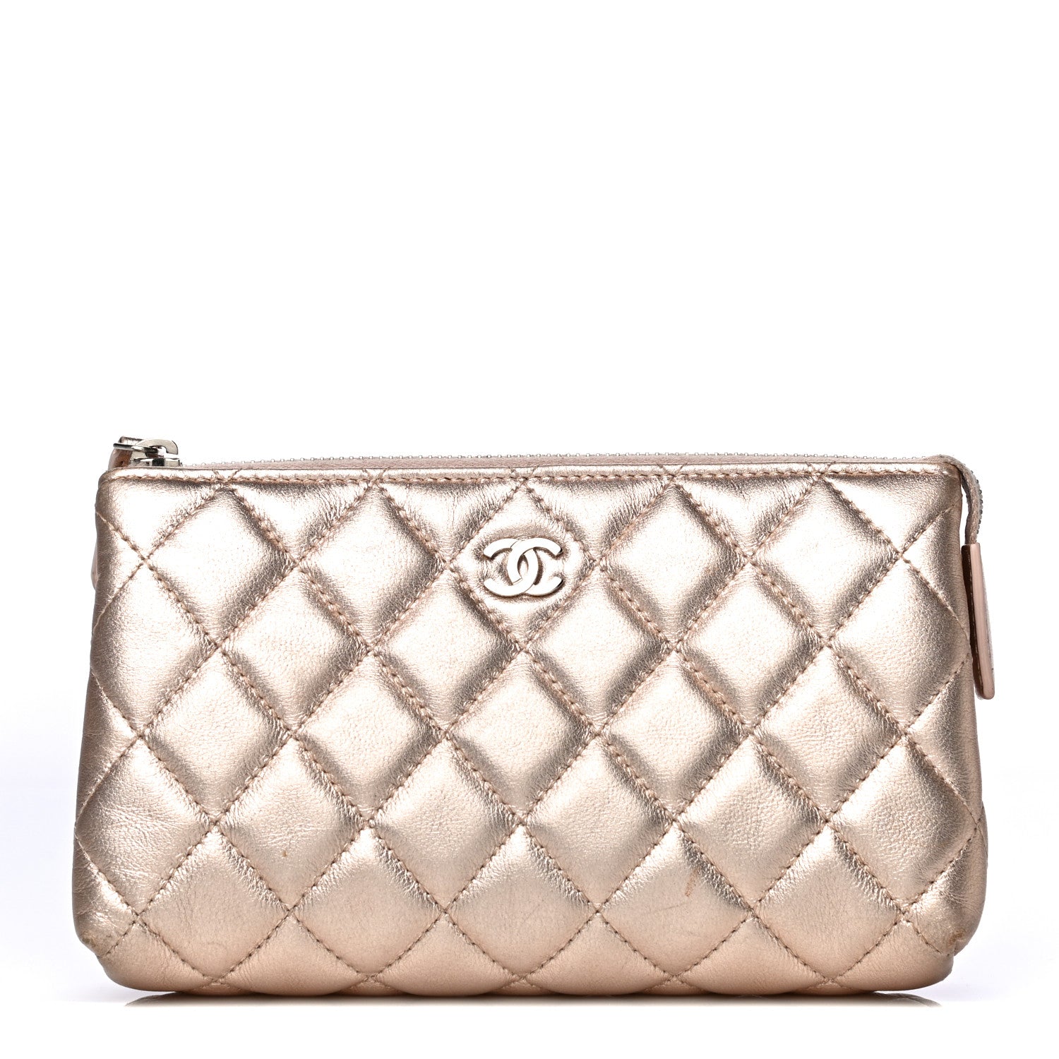 Chanel Metallic Lambskin Quilted Cosmetic Pouch Light Gold 1 of 16