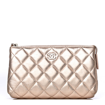 Chanel Metallic Lambskin Quilted Cosmetic Pouch Light Gold 1 of 16