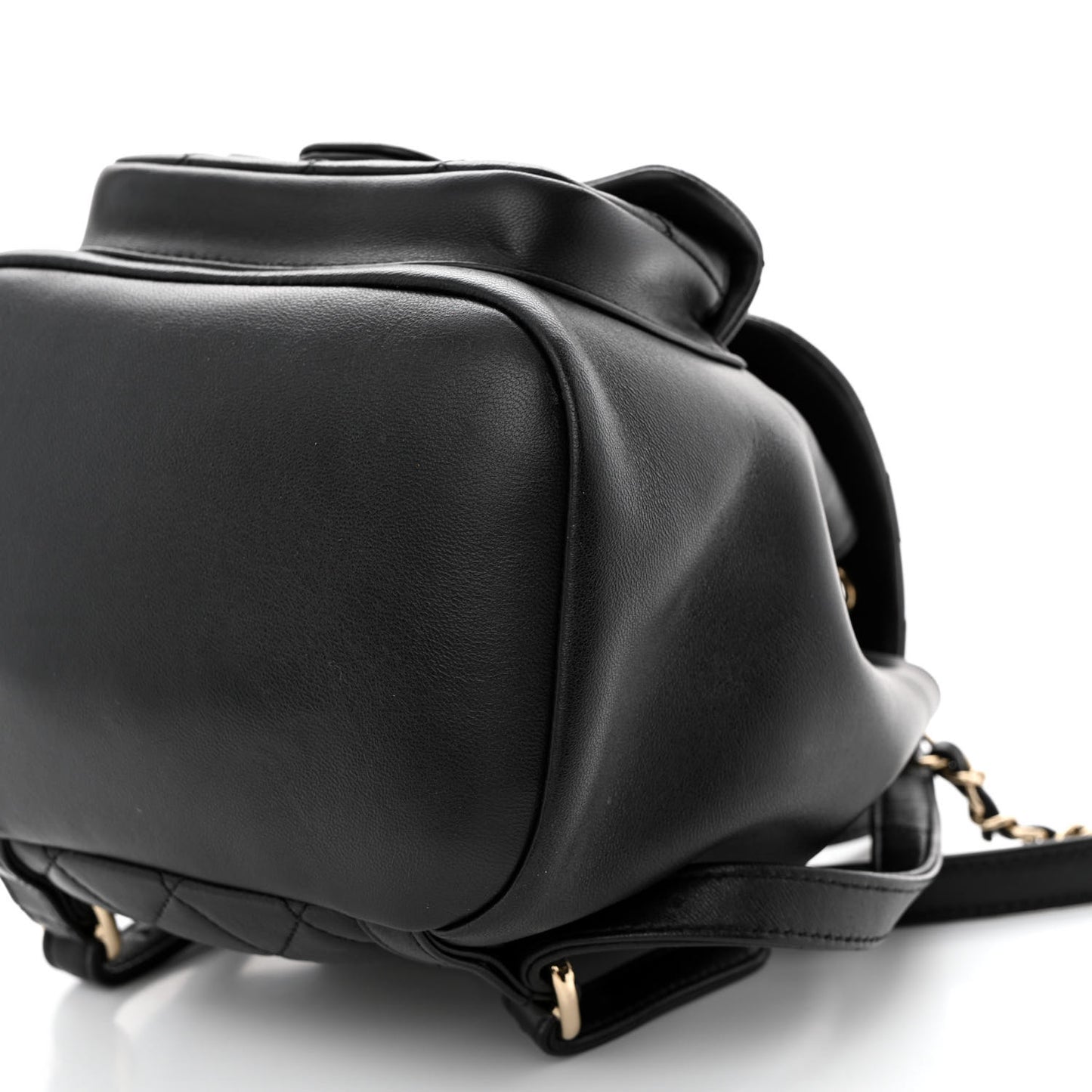 Lambskin Quilted Small Duma Drawstring Backpack Black