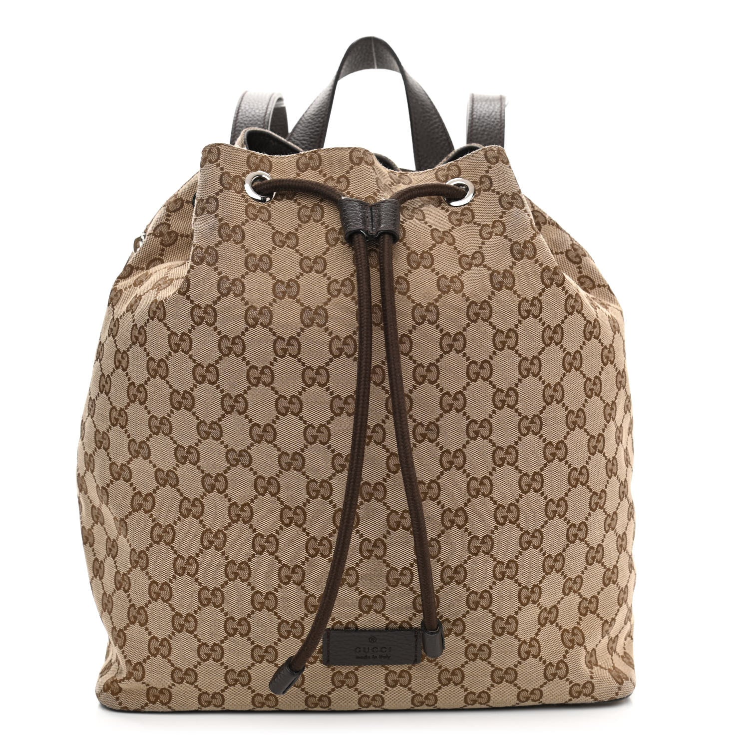 Gucci Monogram Dollar Calfskin O Drawstring Backpack Beige Ebony Testa di Moro Dark Chocolate 1 of 10