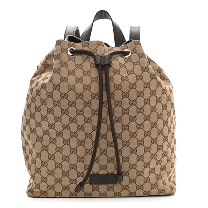 Gucci Monogram Dollar Calfskin O Drawstring Backpack Beige Ebony Testa di Moro Dark Chocolate 1 of 10