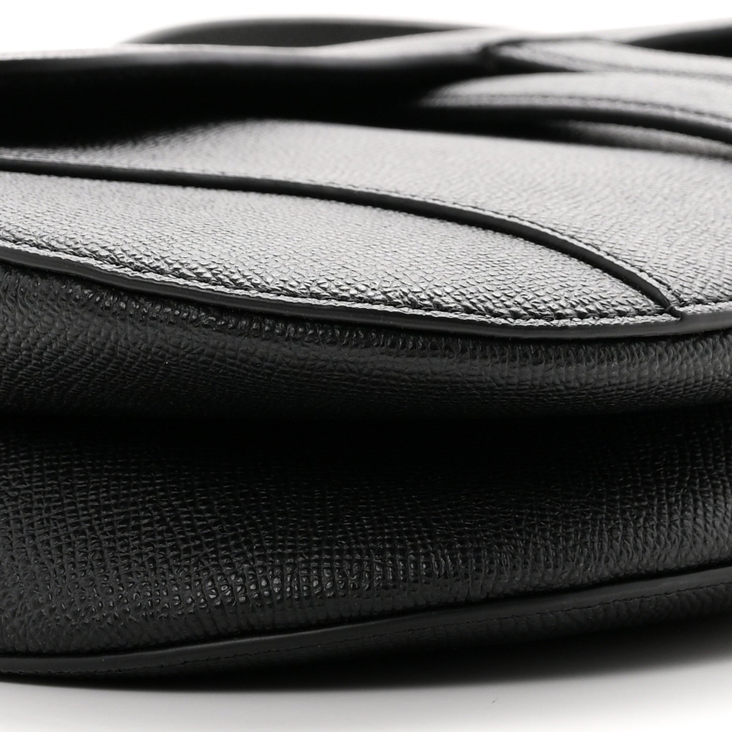Grained Calfskin Saddle Bag With Strap Black
