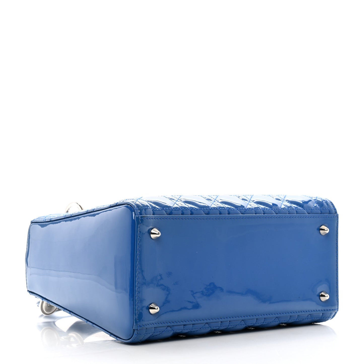 Patent Cannage Medium Lady Dior Blue
