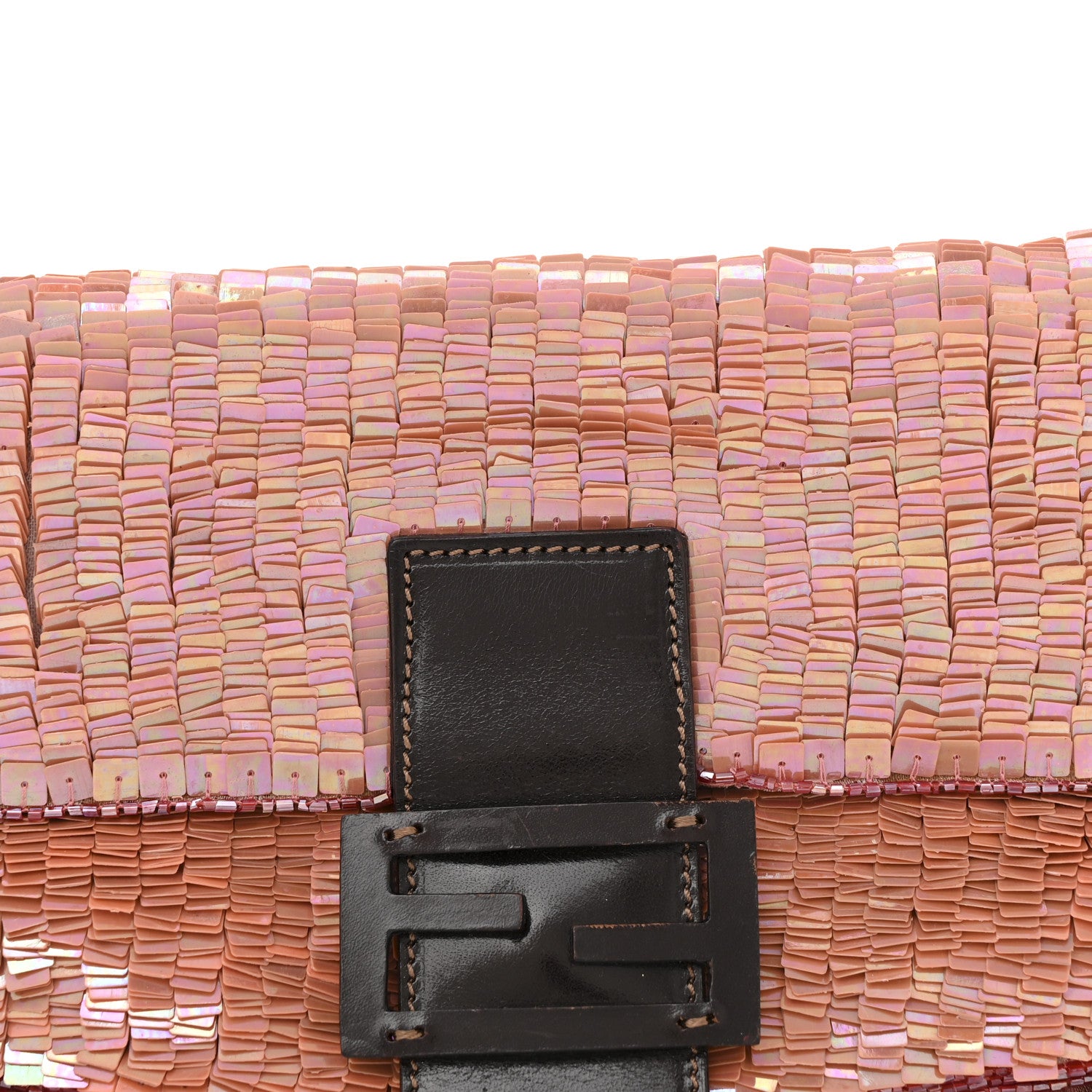 Fendi Sequin Beaded Baguette Pink Dark Brown 7 of 13