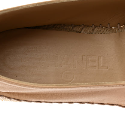 Chanel Lambskin CC Espadrilles 38 Beige Black 6 of 9