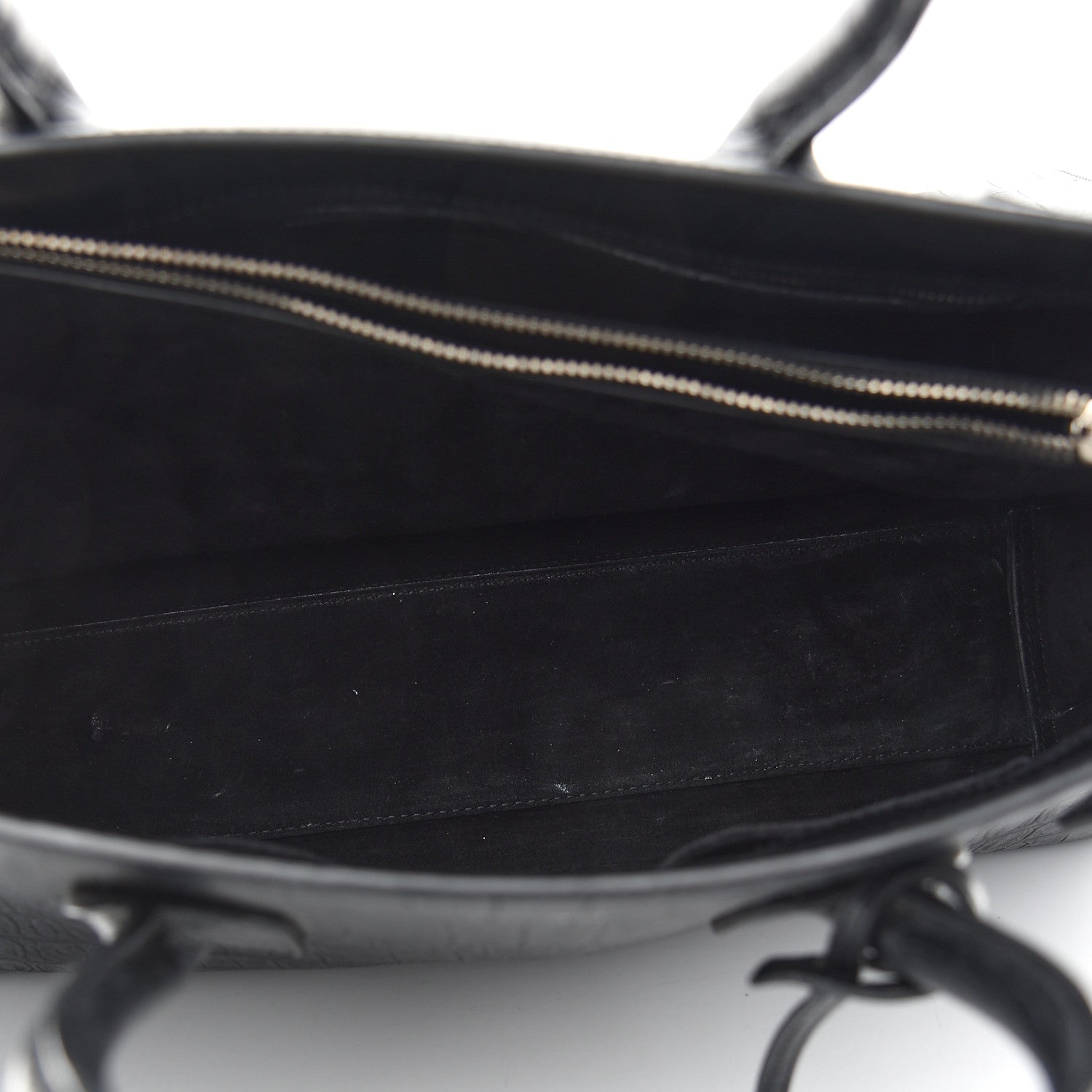 Saint Laurent Calfskin Crocodile Embossed Large Sac De Jour Carryall Black 5 of 10