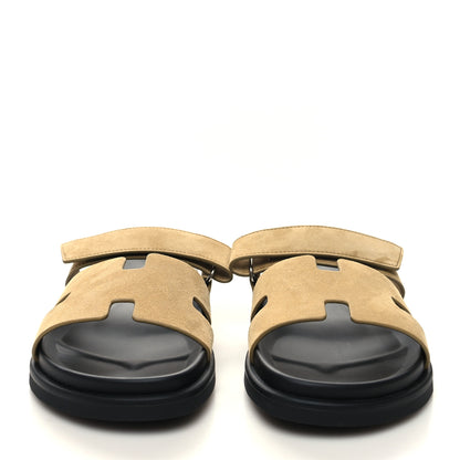 Hermes Suede Goatskin Mens Chypre Sandals 42 Beige Argile 2 of 8