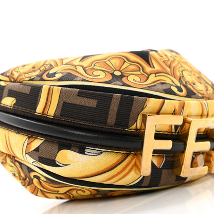 Fendi X VERSACE Silk Fendace Baroque Nano Fendigraphy Hobo Charm Black Gold 9 of 10