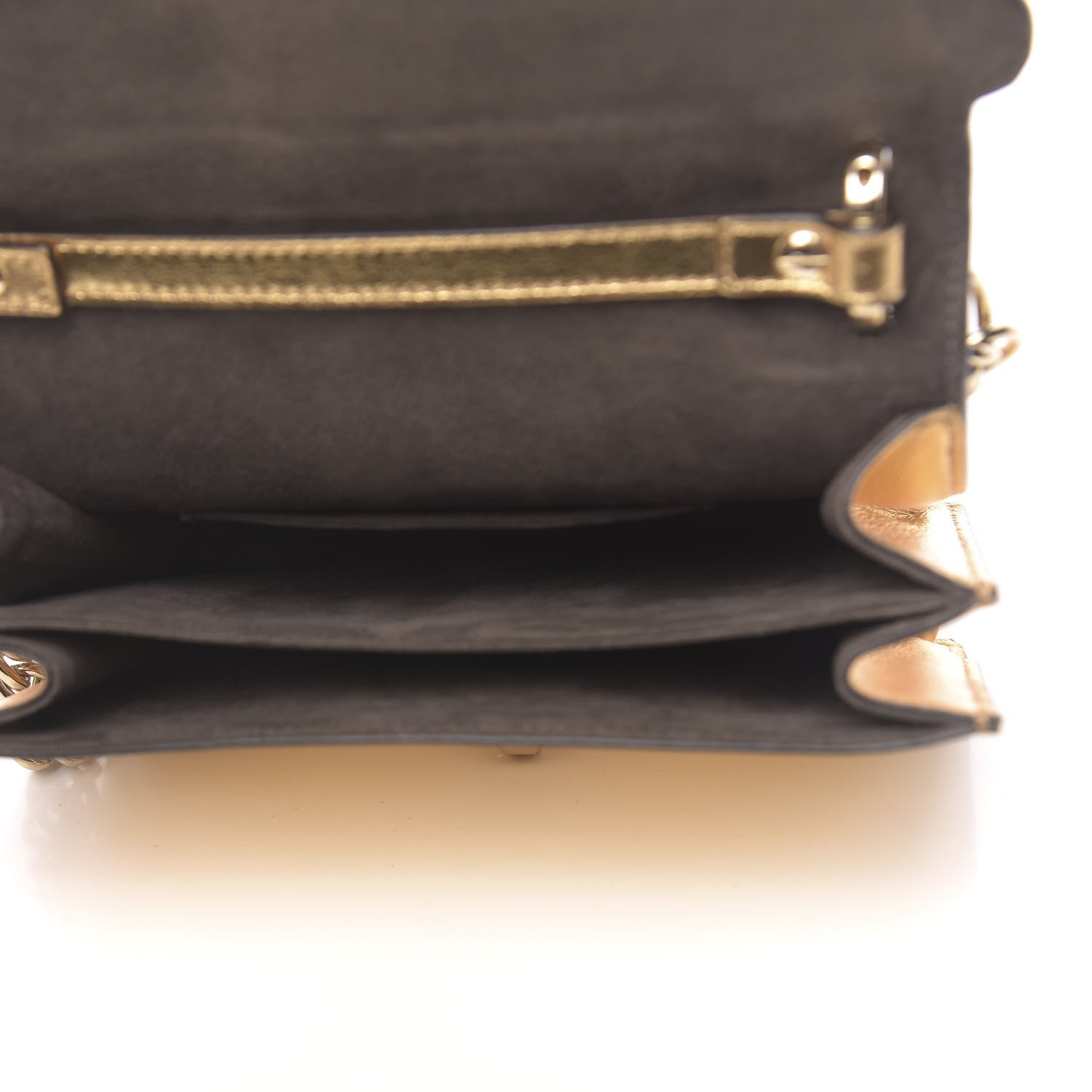 Fendi Vitello Catalan Mirror Scalloped Multi Studded Small Kan I Shoulder Bag Gold 5 of 10