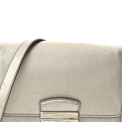 Prada Metallic Saffiano Lux Sound Crossbody Bag Cromo 8 of 12