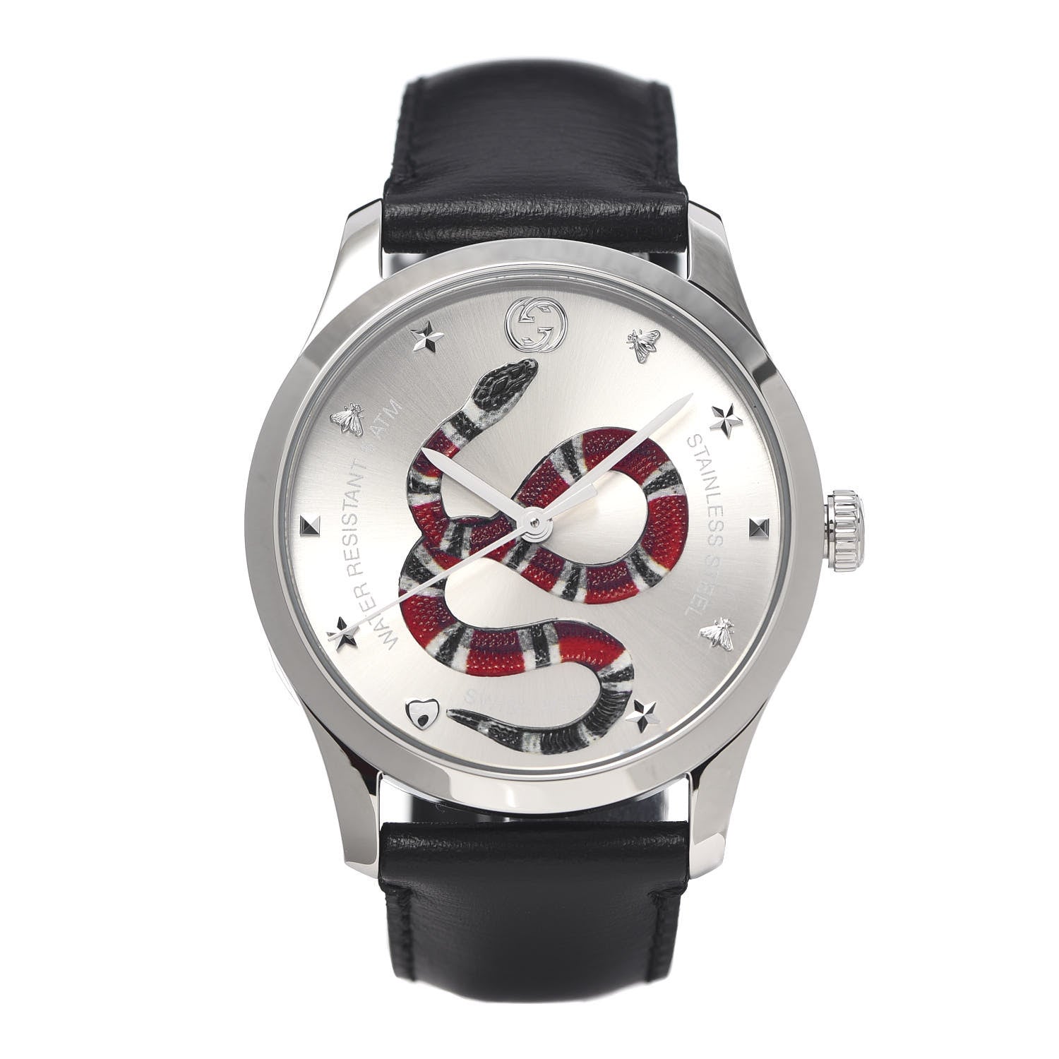 Gucci Stainless Steel Calfskin 38mm G-Timeless Snake Quartz Watch 1 of 6